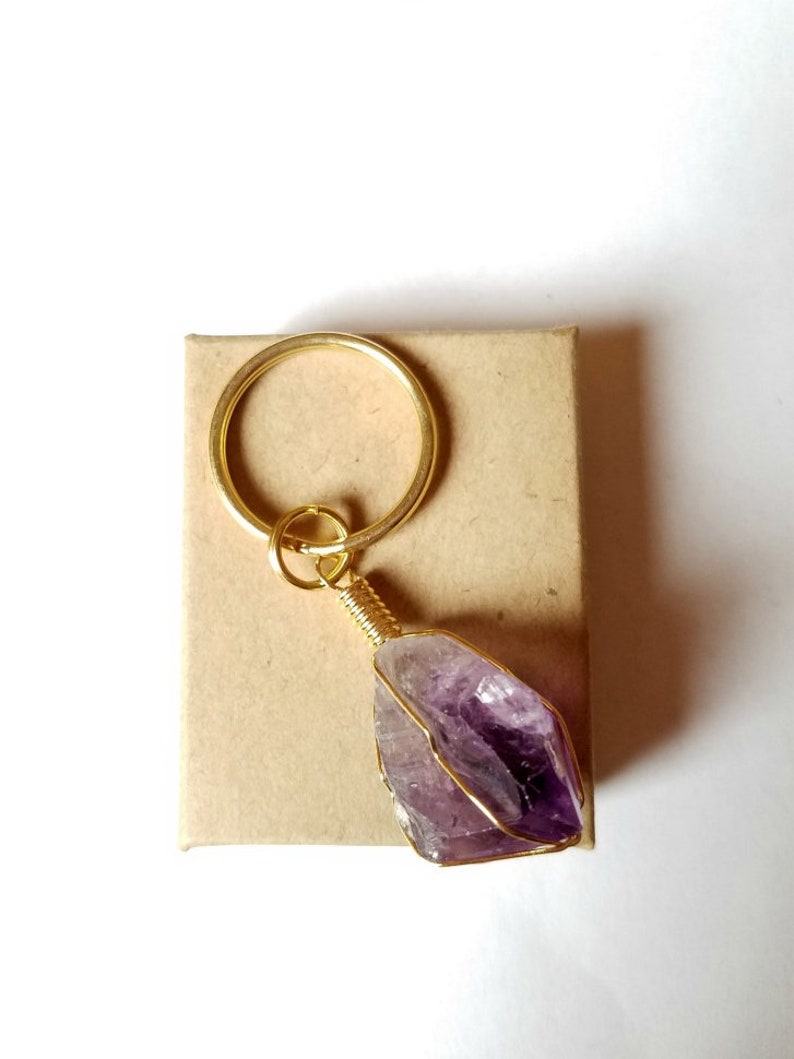 Raw Crystal Keychain Amethyst Keychain Birthday Gifts image 5