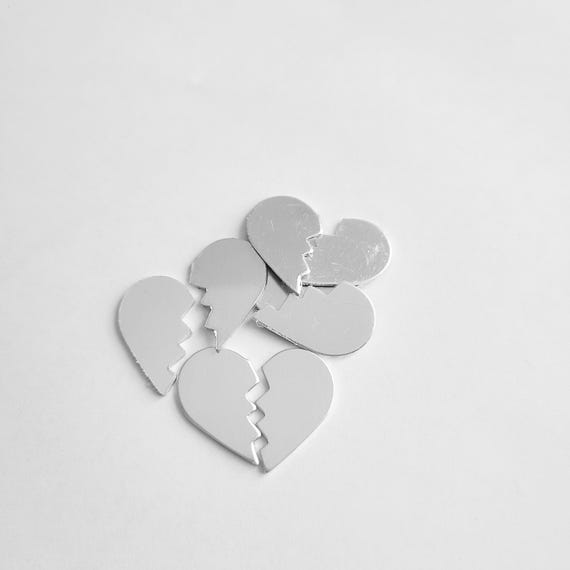 Aluminum Broken Heart Stamping Blanks: 1-inch Halves UK