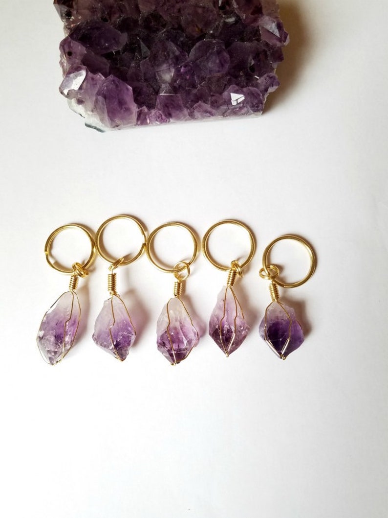 Raw Crystal Keychain Amethyst Keychain Birthday Gifts image 2