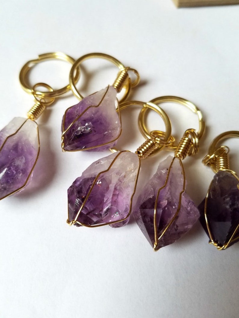 Raw Crystal Keychain Amethyst Keychain Birthday Gifts image 6