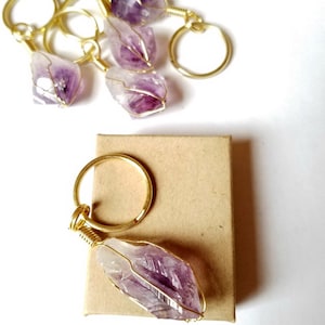 Raw Crystal Keychain Amethyst Keychain Birthday Gifts image 3