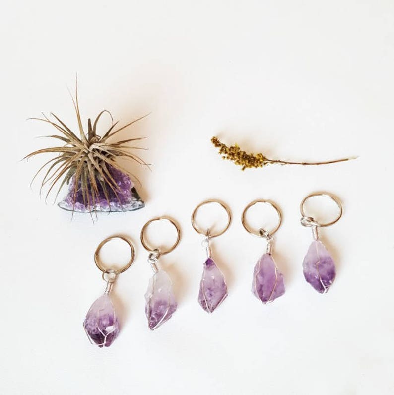 Crystal Keychain Amethyst Keychain image 1