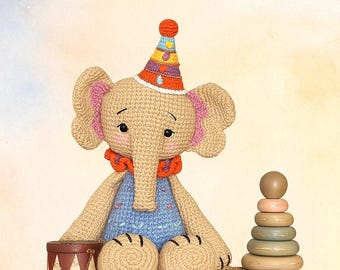 Crochet Elephant Pattern – Amigurumi Circus Toy with Ruffle Collar (PDF Pattern)