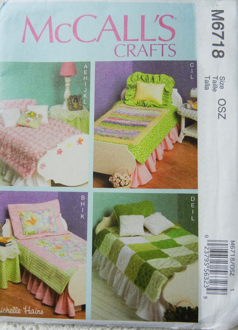 Sewing Pattern for 14-18 Inch Dolls Quilts Bedding Bedroom image 0