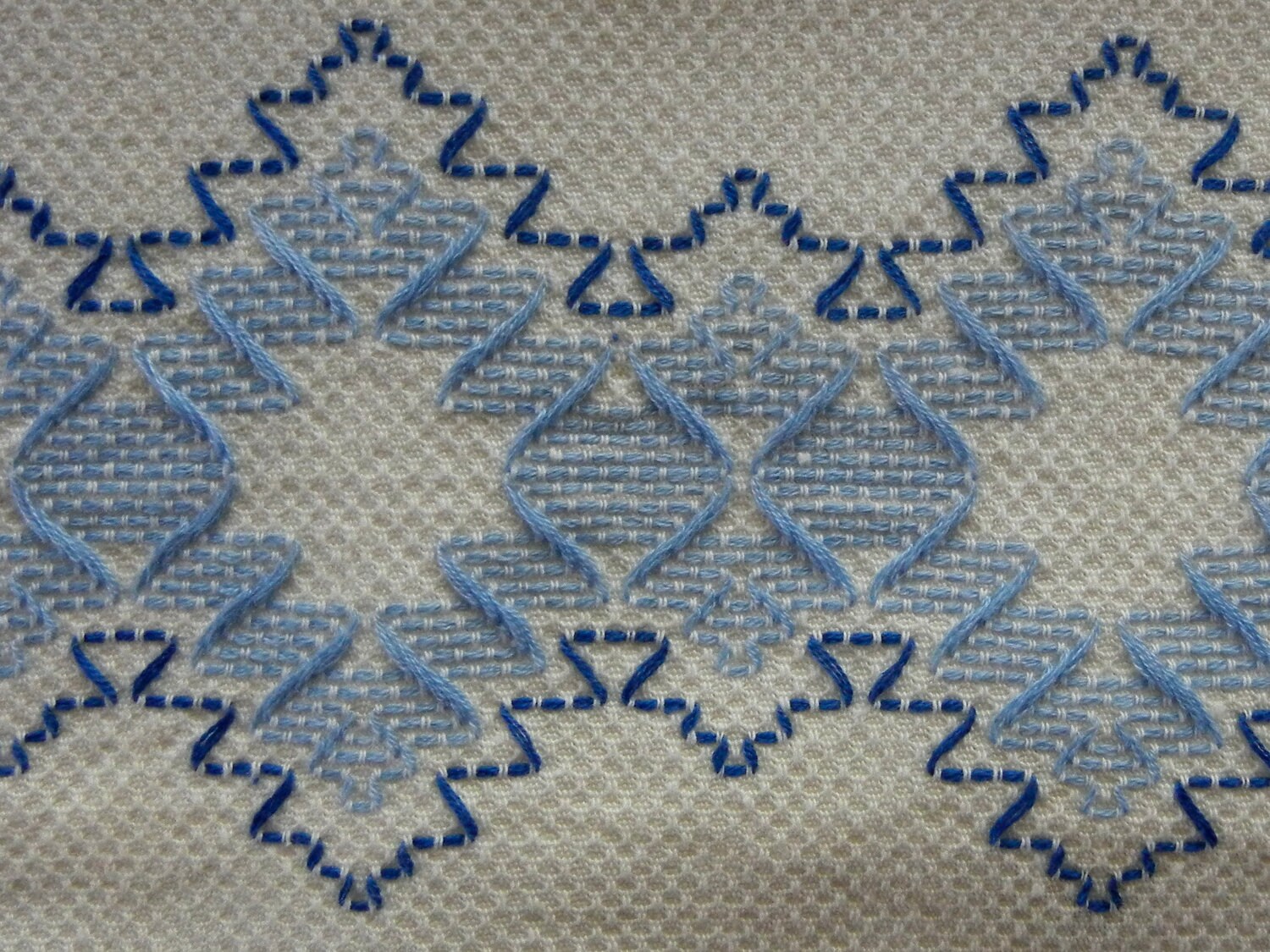 Swedish Embroidery Cotton Huck Towel in Blues on White Etsy