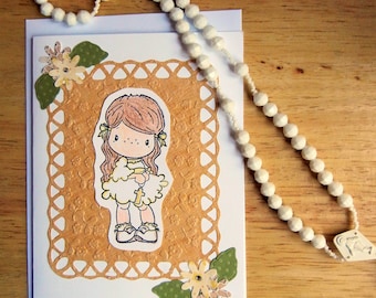 First Communion Religious Card, Handmade One of a Kind