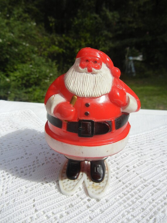 Vintage Rosbro Santa On Snowshoes Vintage Santa And Sleigh Etsy