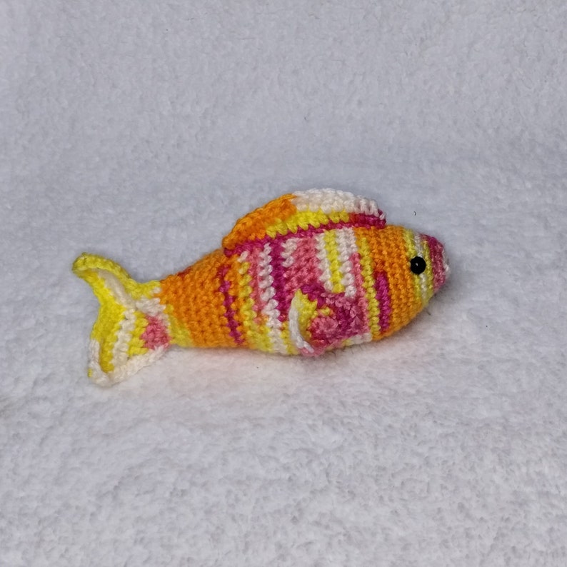 Fish Plush Stuffed Toy Pink White Yellow Orange Crochet Amigurimi image 3