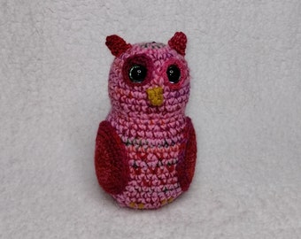 Pink Crochet Amigurimi Owl Plush Stuffed Toy