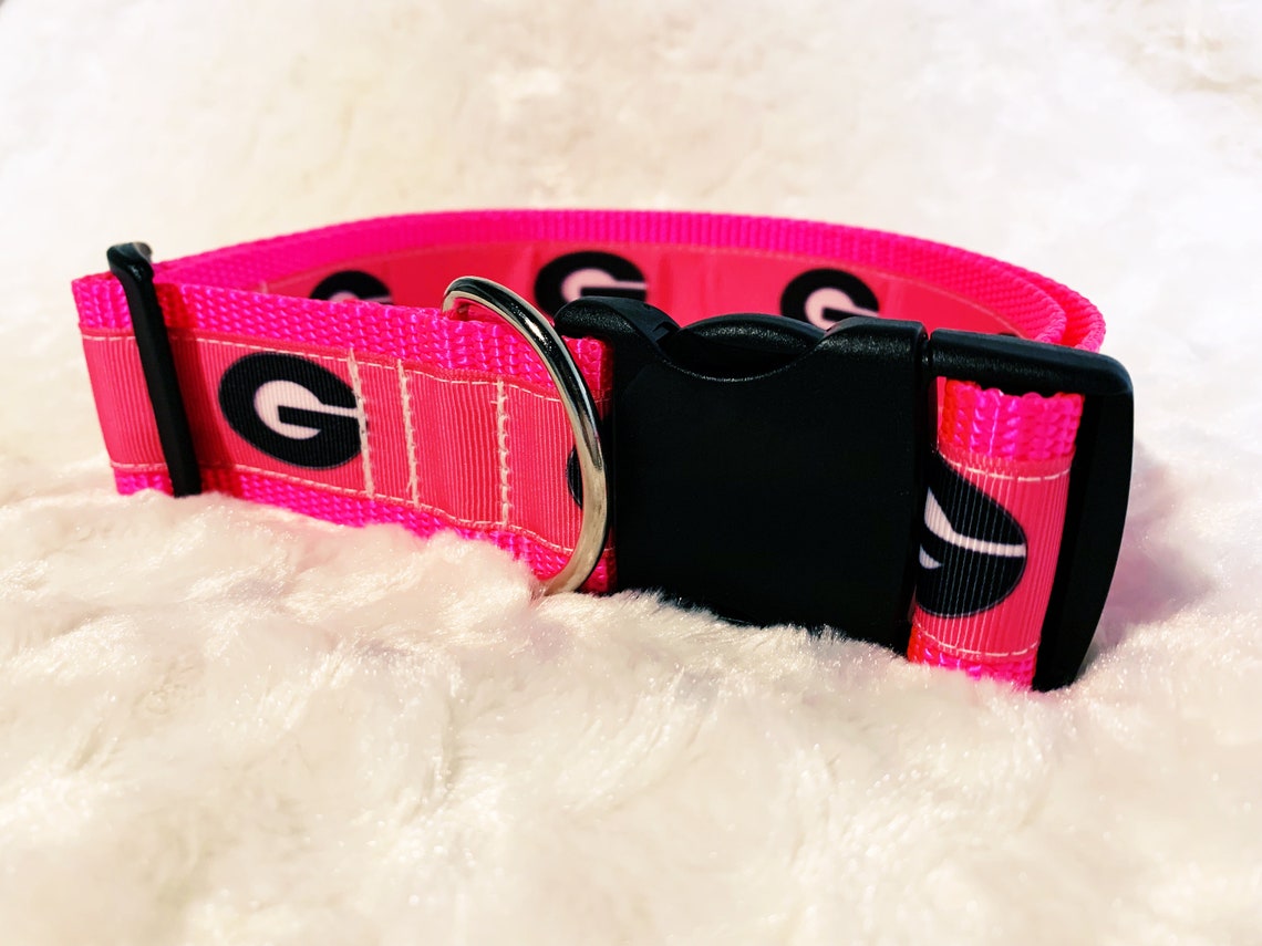 Pink UGA Dog Collar Etsy