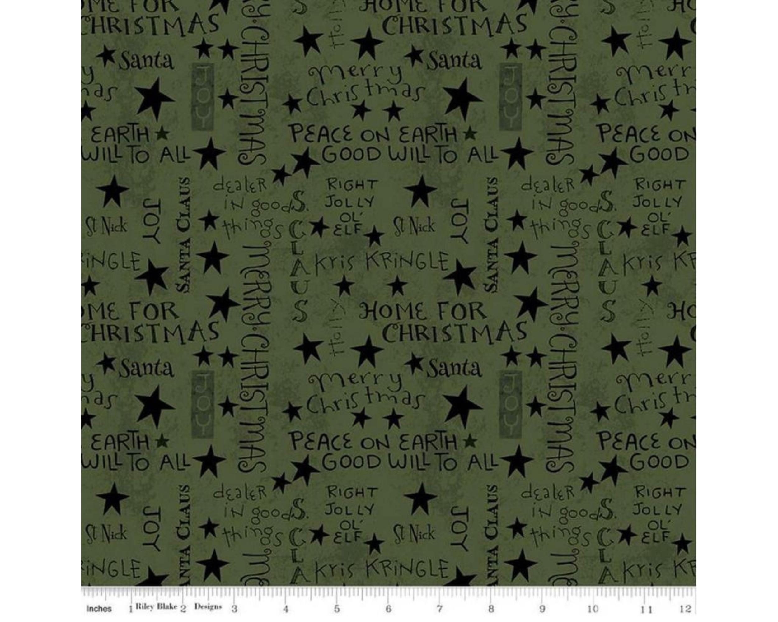 Green Merry Christmas Fabric, Kringle Jacks and Trees Fabric by Teresa Kogut, Riley Blake Designs, Quilting Fabric, Sewing Fabric