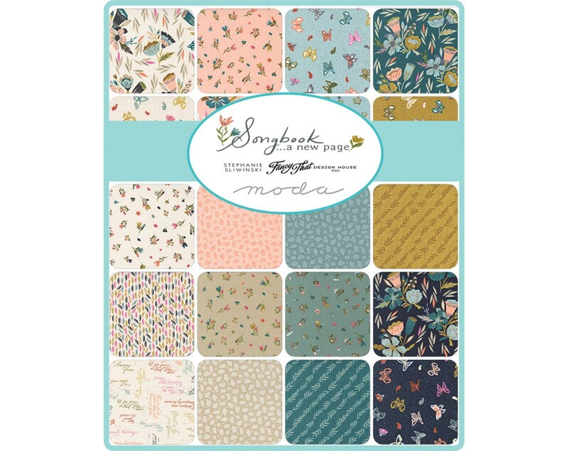 Songbook A New Page Moda Fabric - Dark Teal Cascade Quilt Fabric by the ...