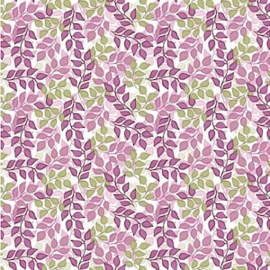Blissful Bloom Vines White and Lavender Fabric by Riley Blake, Lila Tueller Fabric Designs, Leaf Vine Quilting Fabric, Fabric by the Yard