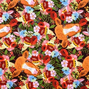 Farm Friends Floral Pet Quilt Fabric by Free Spirit - Autumn Animals for Quilting Projects