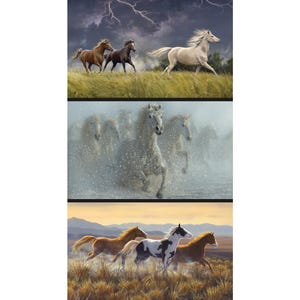 Wild Horses Fabric Pillow Panel by Riley Blake, Fabric Quilt Panel, Fabric Horse Panels, Western Fabric