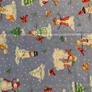 Vintage Cranston Snowman Christmas Quilting Fabric by the Yard - Cotton Panel for Winter Sewing Projects