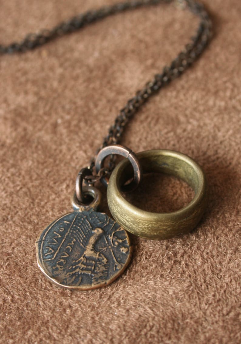 Roman Solid Bronze Coin Necklace and Antique African Brass Etsy