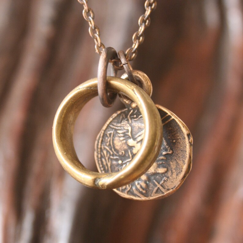 Roman Solid Bronze Coin Necklace and Antique African Brass Etsy