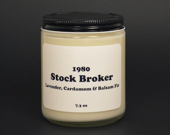 Stock Broker Scented Soy Candle 7.2 oz / Lavender, Cardamom & Balsam Fir (Phthalate Free)