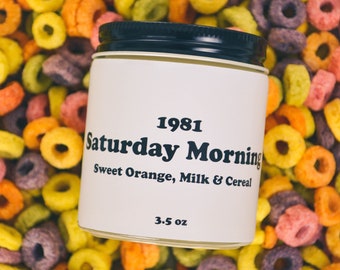 Saturday Morning Scented Soy Candle 3.5 oz / Sweet Orange, Milk & Cereal (Phthalate Free)