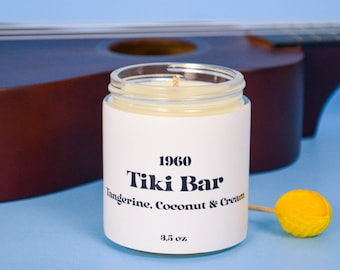 Tiki Bar Scented Soy Candle 3.5 oz / Tangerine, Coconut & Cream (Phthalate Free)