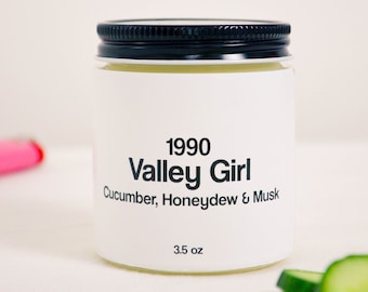 Valley Girl Scented Soy Candle 3.5 oz / Cucumber, Honeydew & Musk (Phthalate Free)