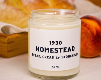 Homestead Scented Soy Candle 7.2 oz / Bread, Cream & Stone Fruit (Phthalate Free)