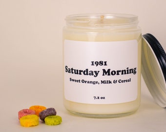 Saturday Morning Scented Soy Candle 7.2 oz / Sweet Orange, Milk & Cereal (Phthalate Free)