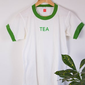 Tea Unisex Screen Print Ringer Tee XS US letter