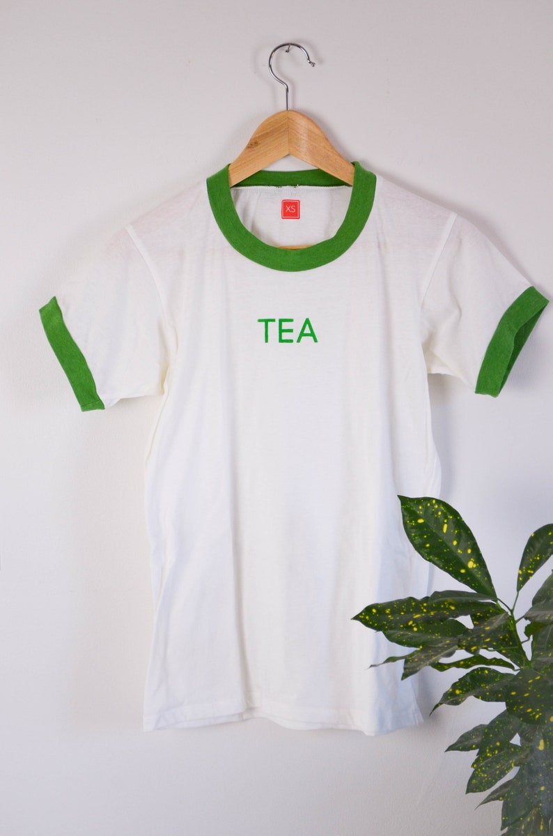 Tea Unisex Screen Print Ringer Tee XS US letter