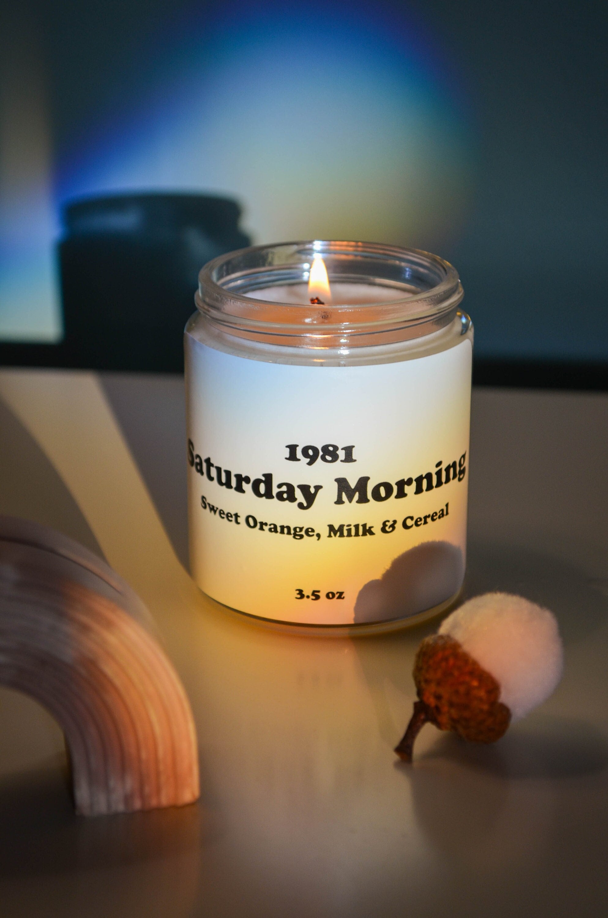 Saturday Morning Scented Soy Candle 3.5 oz / Sweet Orange, Milk & Cereal (Phthalate Free)