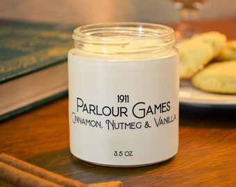Parlour Games Scented Soy Candle 3.5 oz / Cinnamon, Nutmeg & Vanilla (Phthalate Free)