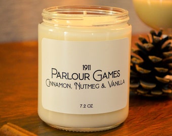 Parlour Games Scented Soy Candle 7.2 oz / Cinnamon, Nutmeg & Vanilla (Phthalate Free)
