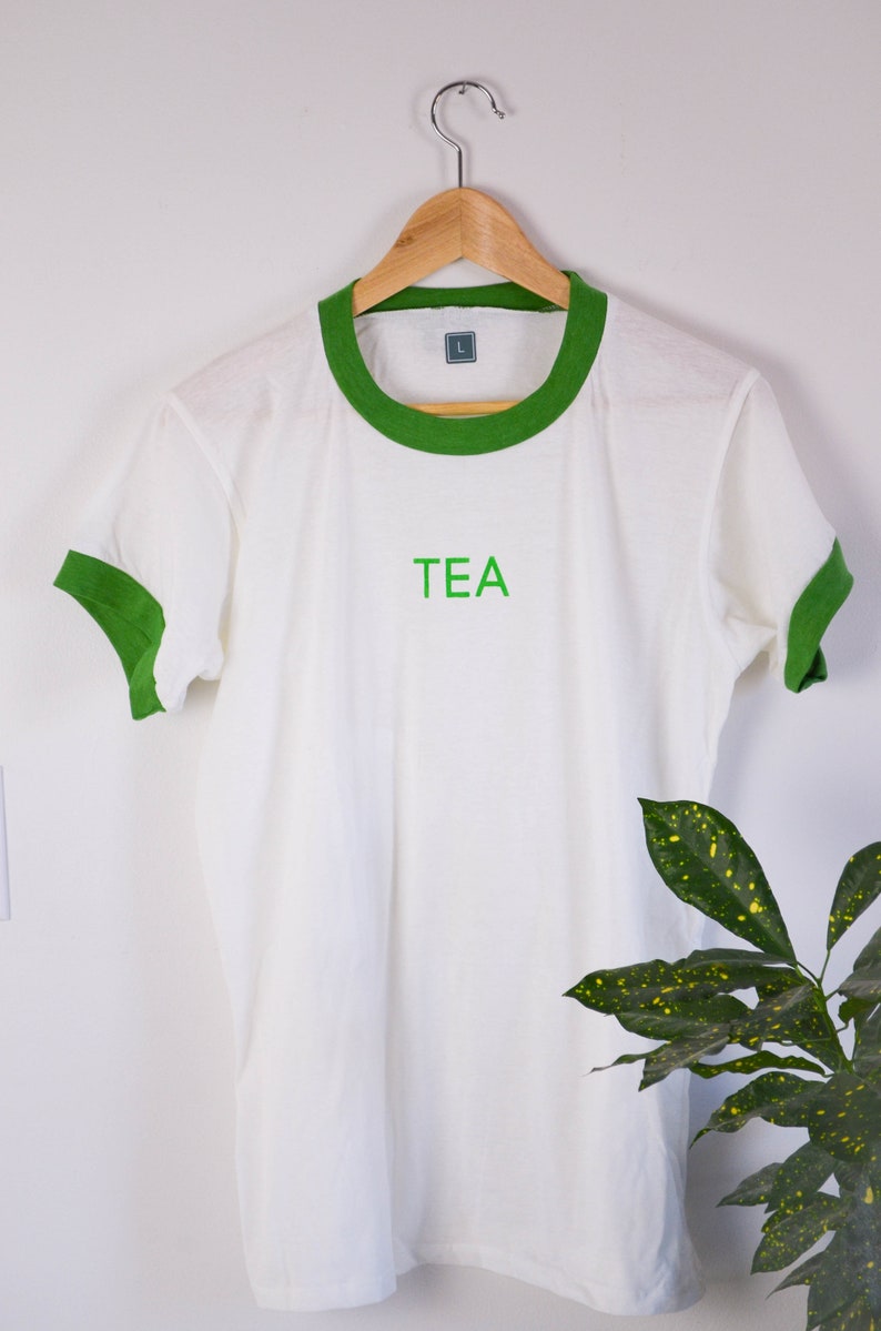 Tea Unisex Screen Print Ringer Tee L US letter