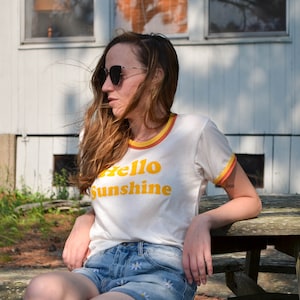 Hello Sunshine Unisex Screen Print Ringer Tee