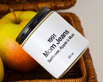 Mom Jeans Scented Soy Candle 3.5 oz / Sunflower, Apple & Musk (Phthalate Free)