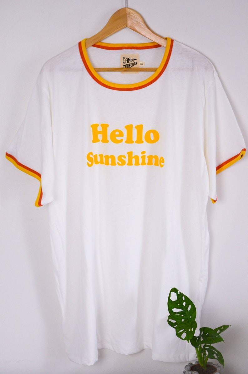 Hello Sunshine Unisex Screen Print Ringer Tee 2X US letter