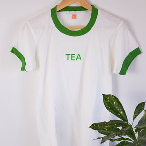 Tea Unisex Screen Print Ringer Tee S US letter