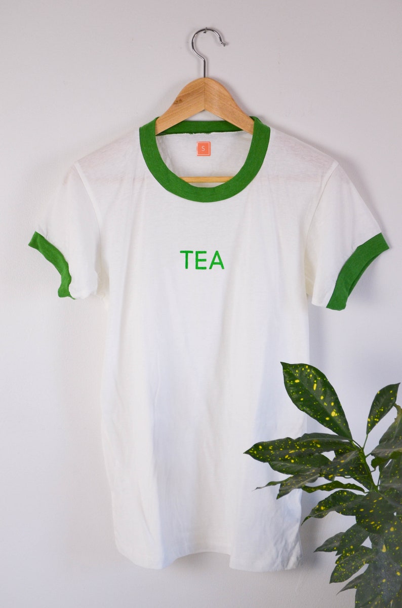 Tea Unisex Screen Print Ringer Tee S US letter