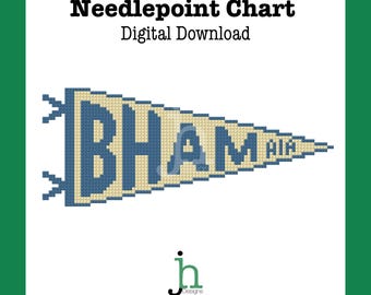 Bandera de Birmingham, Alabama - Malla 18 - Incluye diagrama de tapicería y patrón de punto de cruz (descarga digital)