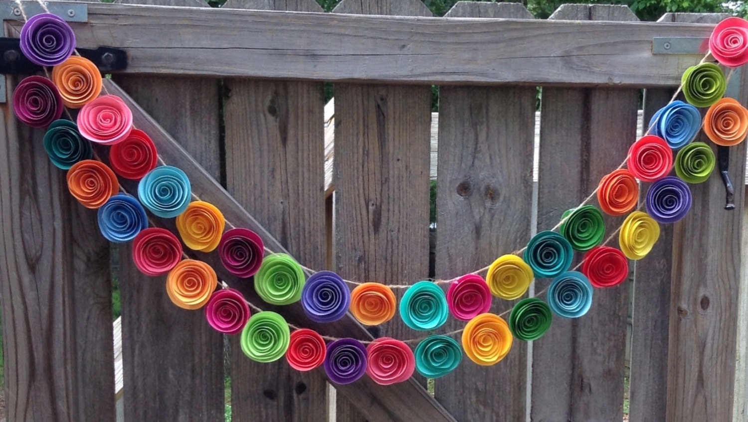 Paper Flower Garland. Colorful Paper Flower Garland Neon Etsy UK