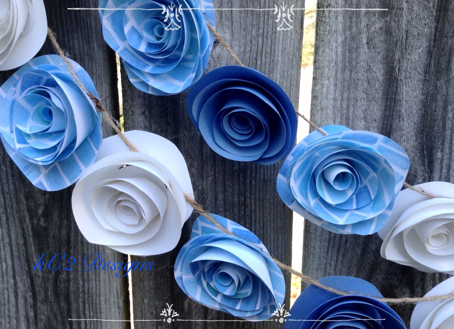 Paper Flower Garland. Blue Garland. Baby Blue Wedding. Blue Etsy