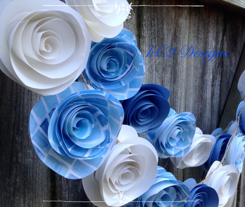 Paper Flower Garland. Blue Garland. Baby Blue Wedding. Blue Etsy
