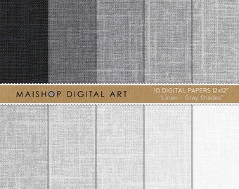 Digital Paper Linen "Gray Shades" Textured Neutral Backgrounds, Scrapbook Paper Instant Download for Invitations, Crafts...