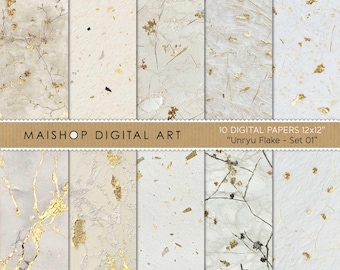 Seamless Paper Textures • Printable Textured Backgrounds for Scrapbooking & Design • High Resolution Digital Paper Pack • Unryu Flake Set 01