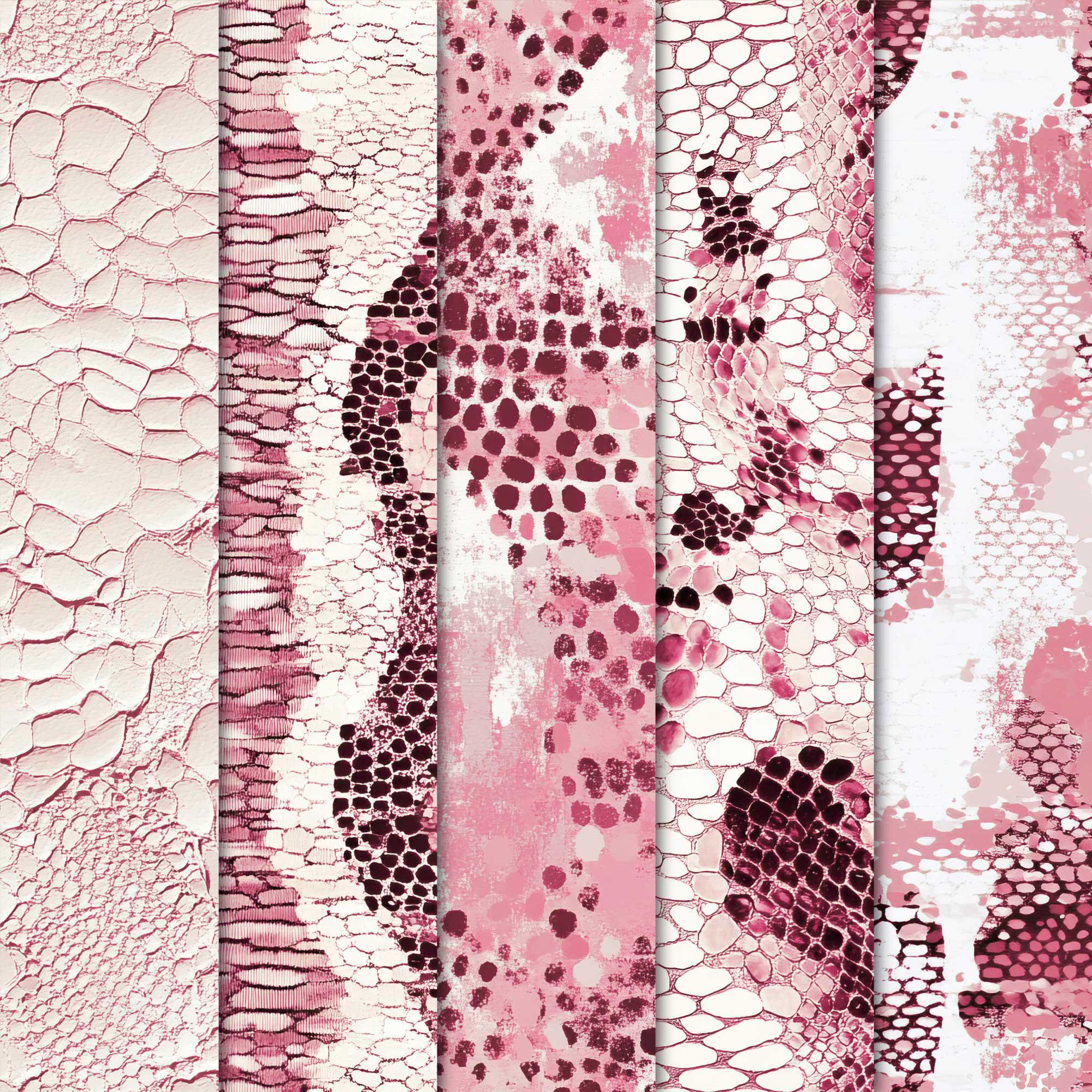 Pink Snake Digital Paper Pack • Seamless Snake Print Patterns • Textile ...