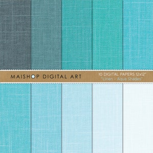 Digitales Papierleinen 'Aqua Shades' Hellblau, Türkis - Digitales Scrapbooking, Kartengestaltung, Hintergründe...