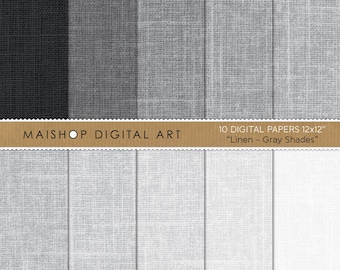 Digital Paper Linen "Gray Shades" Textured Neutral Backgrounds, Scrapbook Paper Instant Download for Invitations, Crafts...