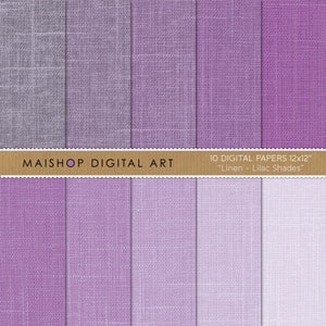 Papel Digital Lino 'Lilac Shades' Hojas Imprimibles de Alta Resolución para Fondos, Scrapbooking Digital, Libros de Fotos...