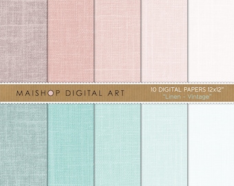 Digital Paper Linen, Digital Backgrounds "Vintage" Scrapbook Paper, Commercial Use Digital Download for Decoupage, Crafts, Invitations...